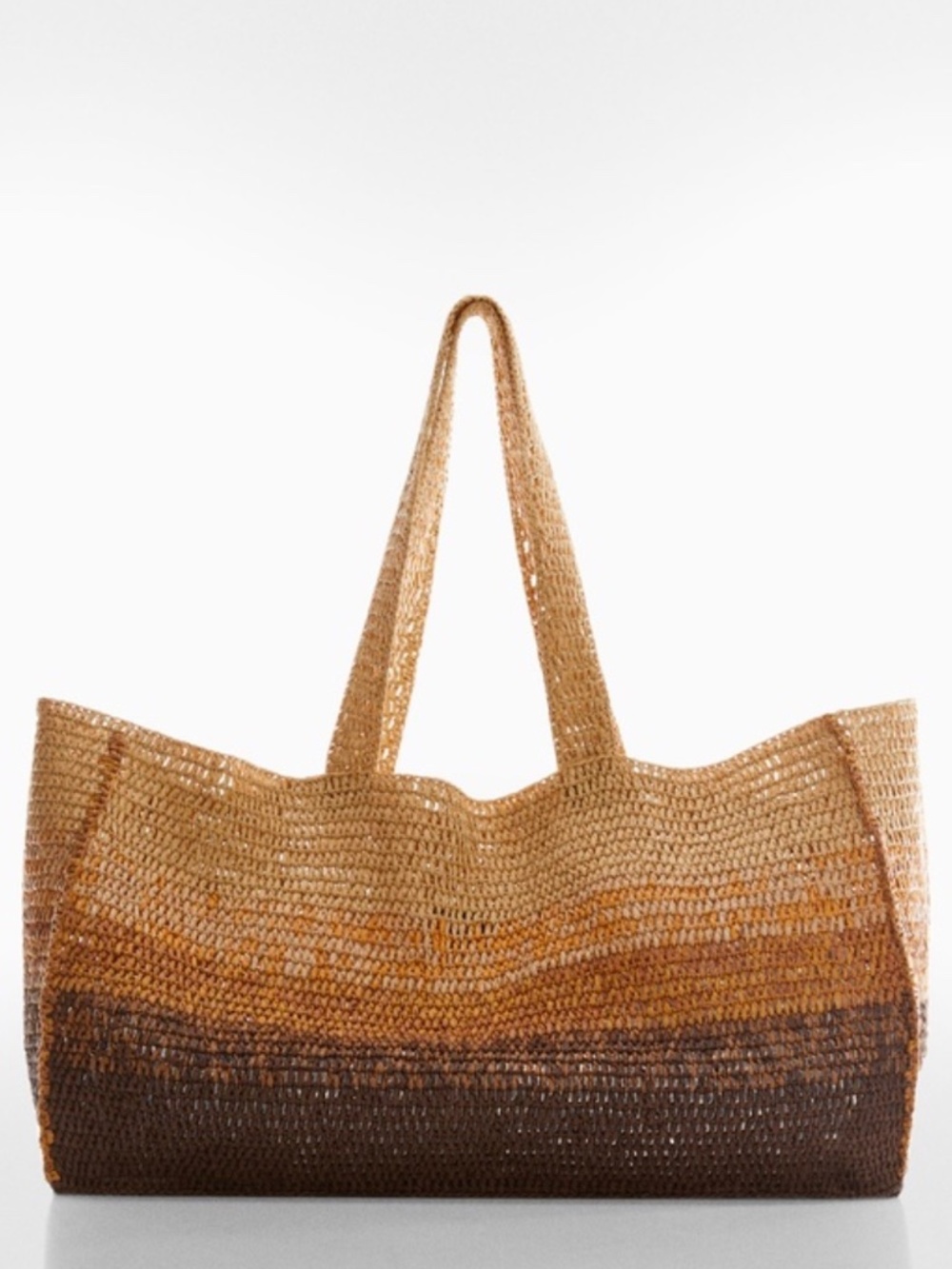 MANGO Raffia Large Oversized Beach Summer Bag Tote Gradient Ombre